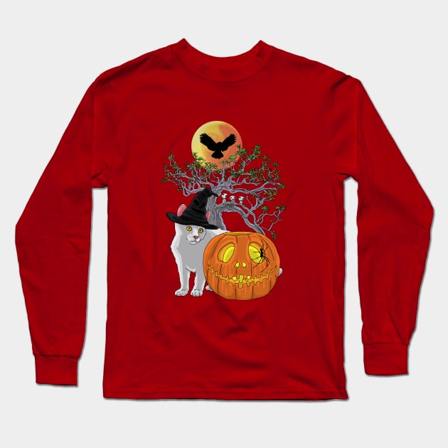 Cat Halloween Long Sleeve T-Shirt by Astrablink7